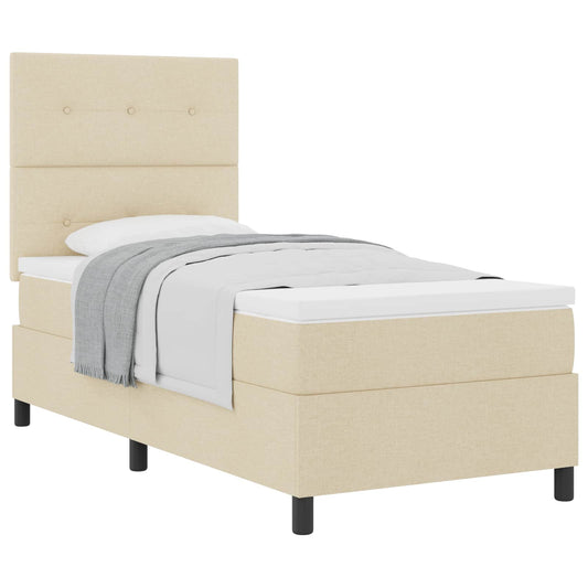 vidaXL Κρεβάτι με ελατήρια με κεφαλάρι Κρεμ 100 x 200 cm ύφασμα