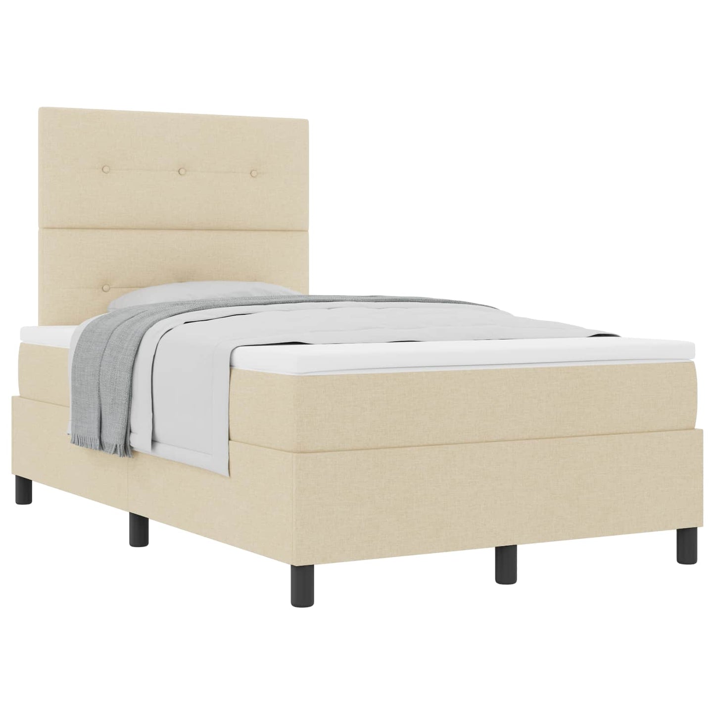 vidaXL Κρεβάτι με ελατήρια με κεφαλάρι Κρεμ 120 x 190 cm ύφασμα