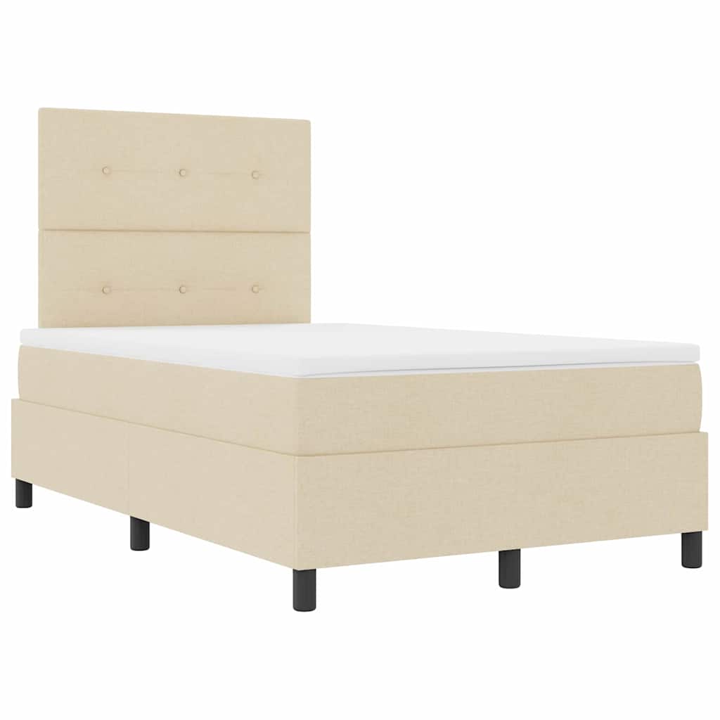 vidaXL Κρεβάτι με ελατήρια με κεφαλάρι Κρεμ 120 x 200 cm ύφασμα