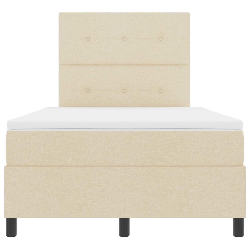 vidaXL Κρεβάτι με ελατήρια με κεφαλάρι Κρεμ 120 x 200 cm ύφασμα