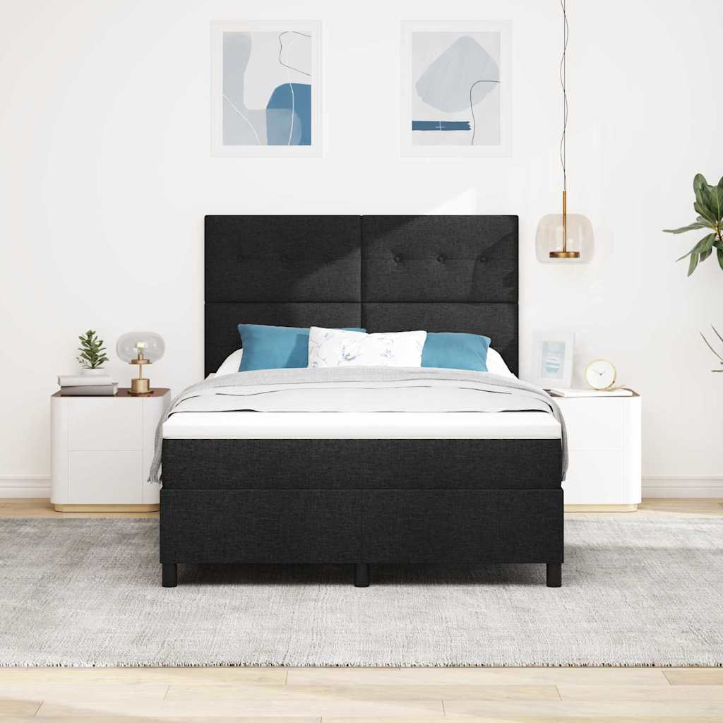 vidaXL Κρεβάτι με ελατήρια με κεφαλάρι Μαύρο 140 x 190 cm ύφασμα