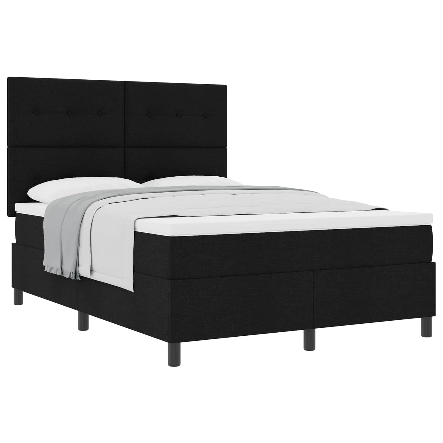 vidaXL Κρεβάτι με ελατήρια με κεφαλάρι Μαύρο 140 x 190 cm ύφασμα