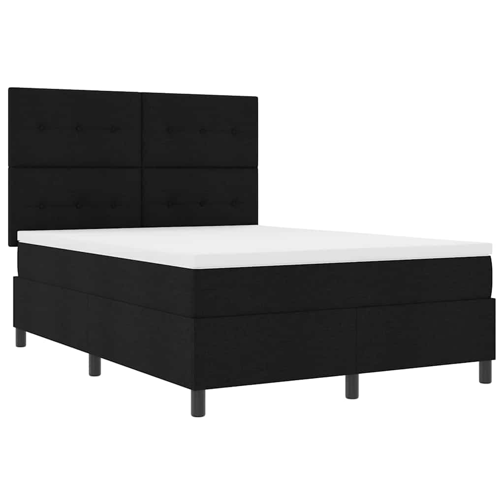 vidaXL Κρεβάτι με ελατήρια με κεφαλάρι Μαύρο 140 x 190 cm ύφασμα