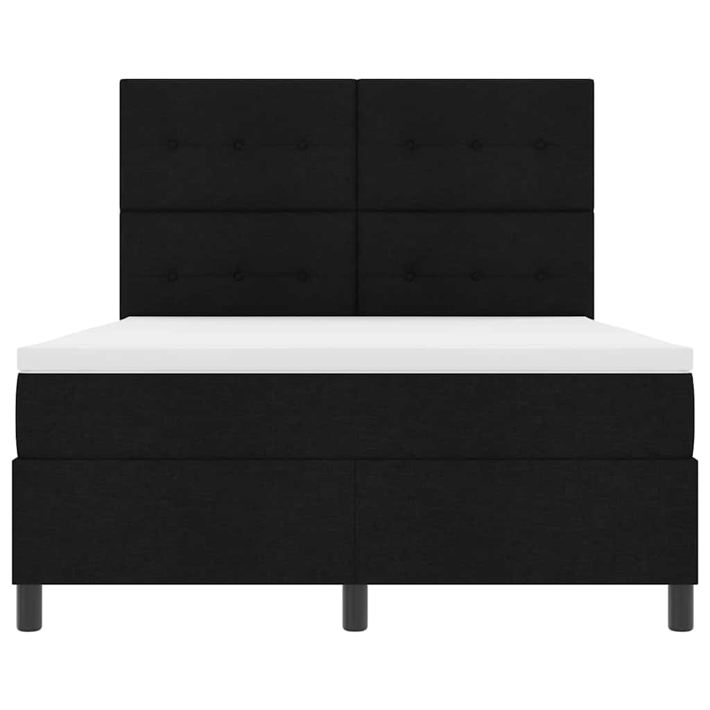 vidaXL Κρεβάτι με ελατήρια με κεφαλάρι Μαύρο 140 x 190 cm ύφασμα
