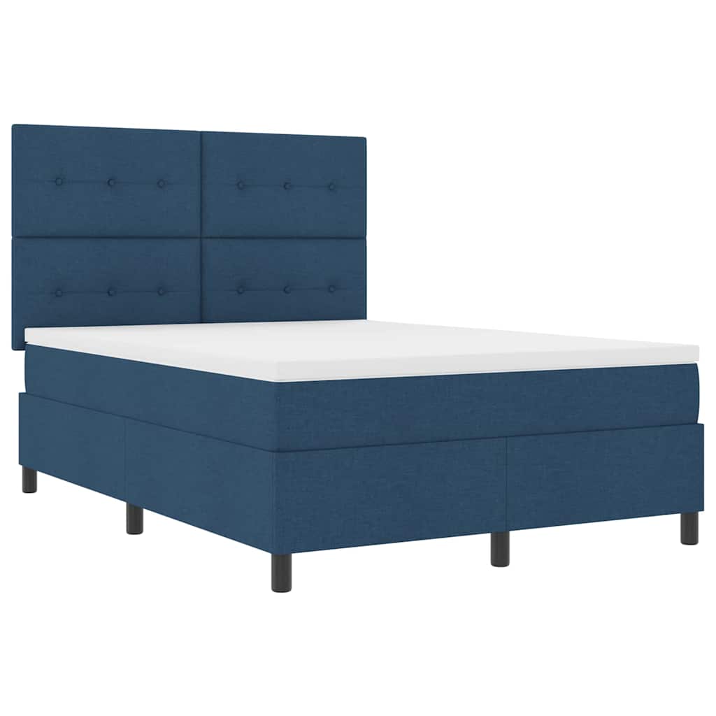 vidaXL Κρεβάτι με ελατήρια με στρώμα Μπλε 140 x 190 cm ύφασμα