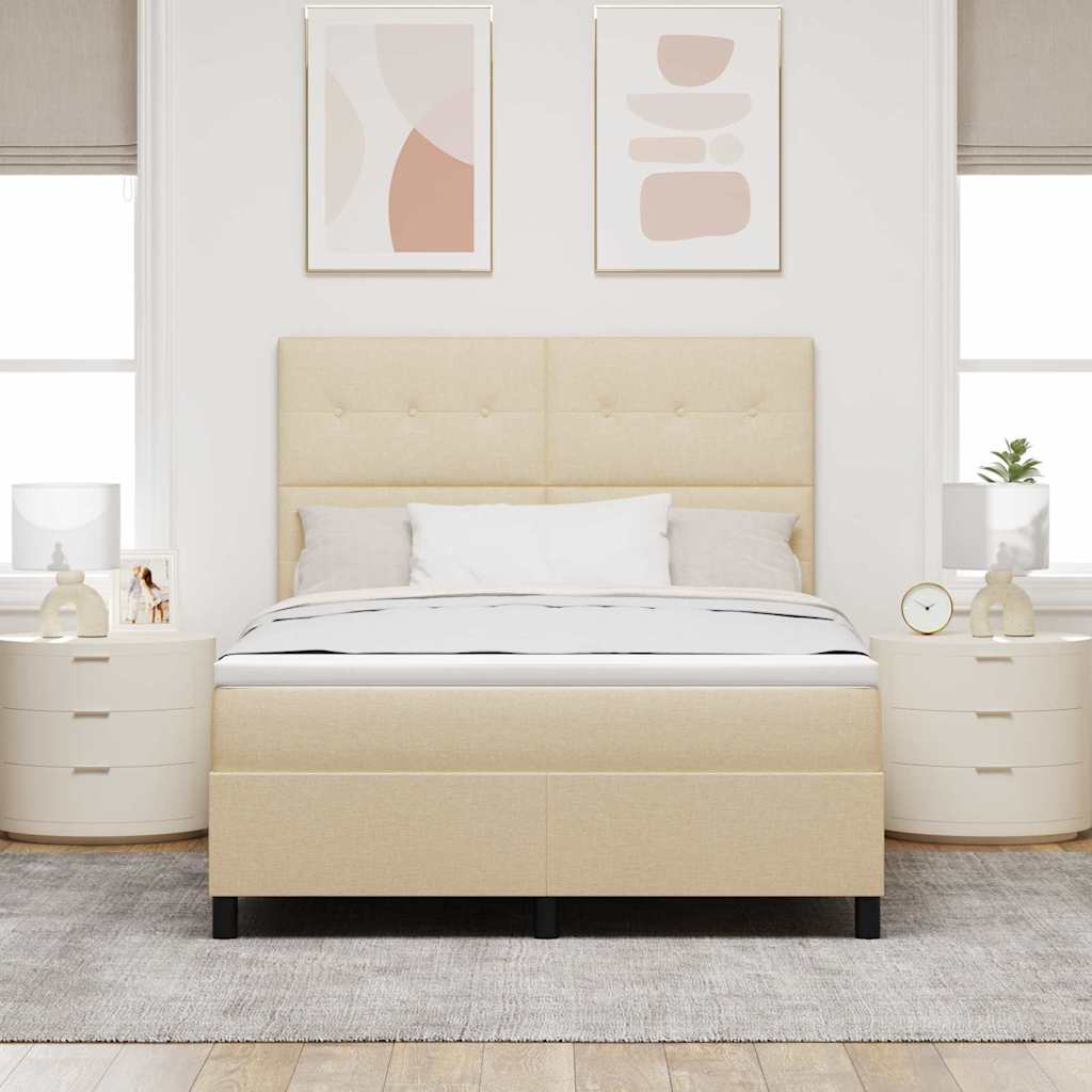 vidaXL Κρεβάτι με ελατήρια με κεφαλάρι Κρεμ 160 x 200 cm ύφασμα