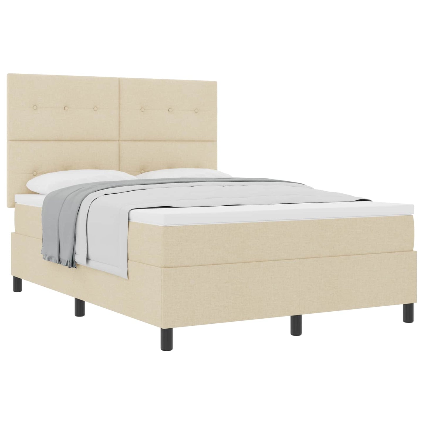vidaXL Κρεβάτι με ελατήρια με κεφαλάρι Κρεμ 160 x 200 cm ύφασμα