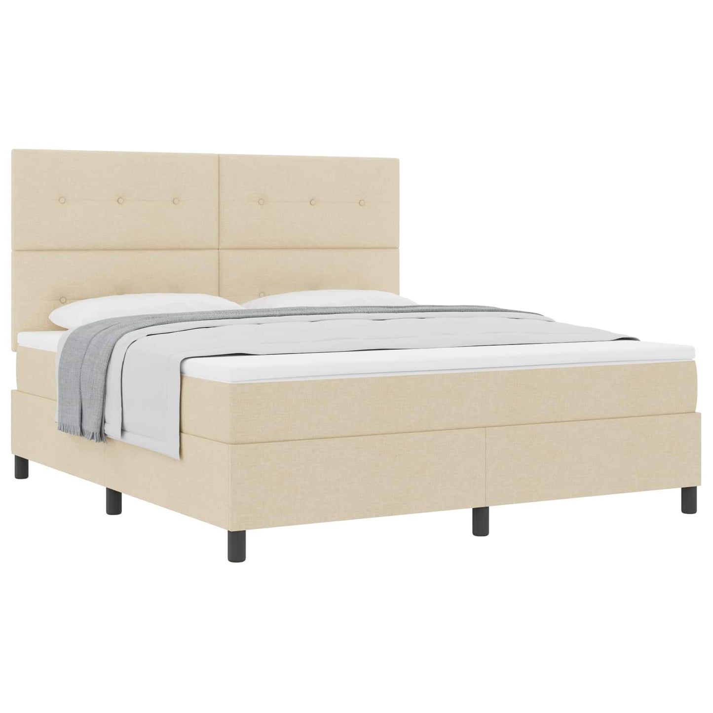 vidaXL Κρεβάτι με ελατήρια με κεφαλάρι Κρεμ 180 x 200 cm ύφασμα