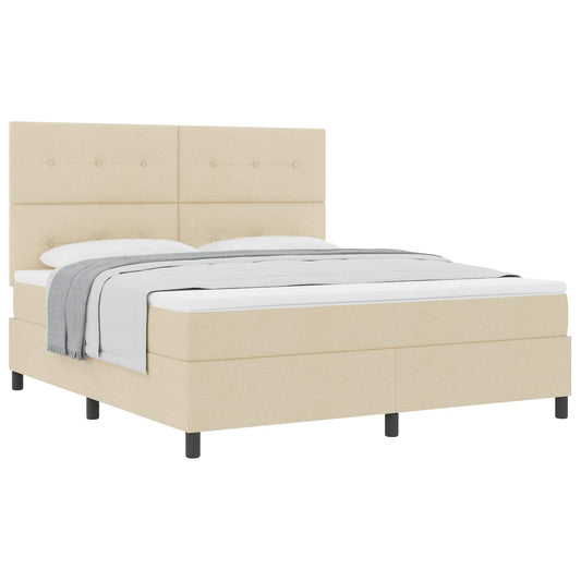 vidaXL Κρεβάτι με ελατήρια με κεφαλάρι Κρεμ 180 x 200 cm ύφασμα