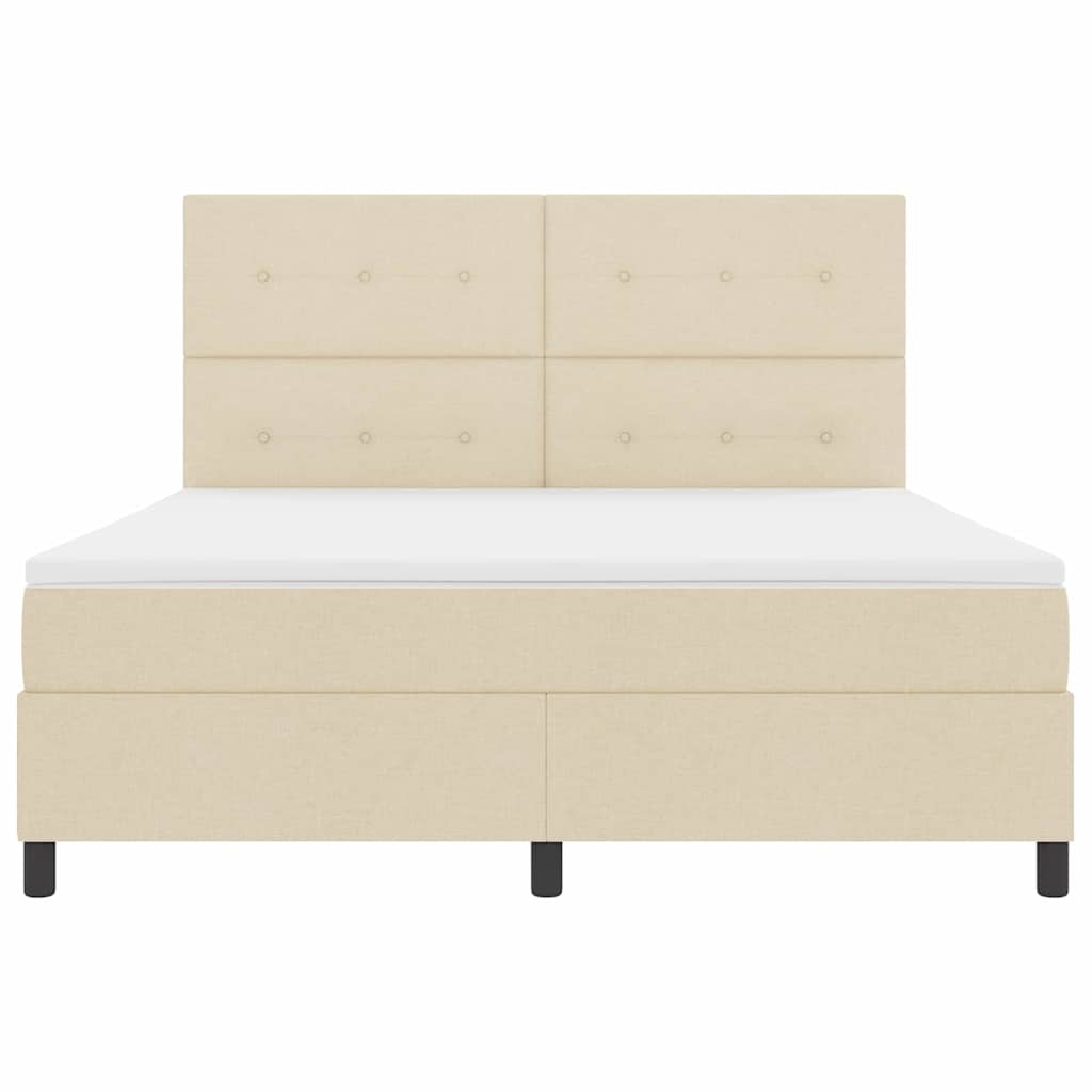 vidaXL Κρεβάτι με ελατήρια με κεφαλάρι Κρεμ 180 x 200 cm ύφασμα