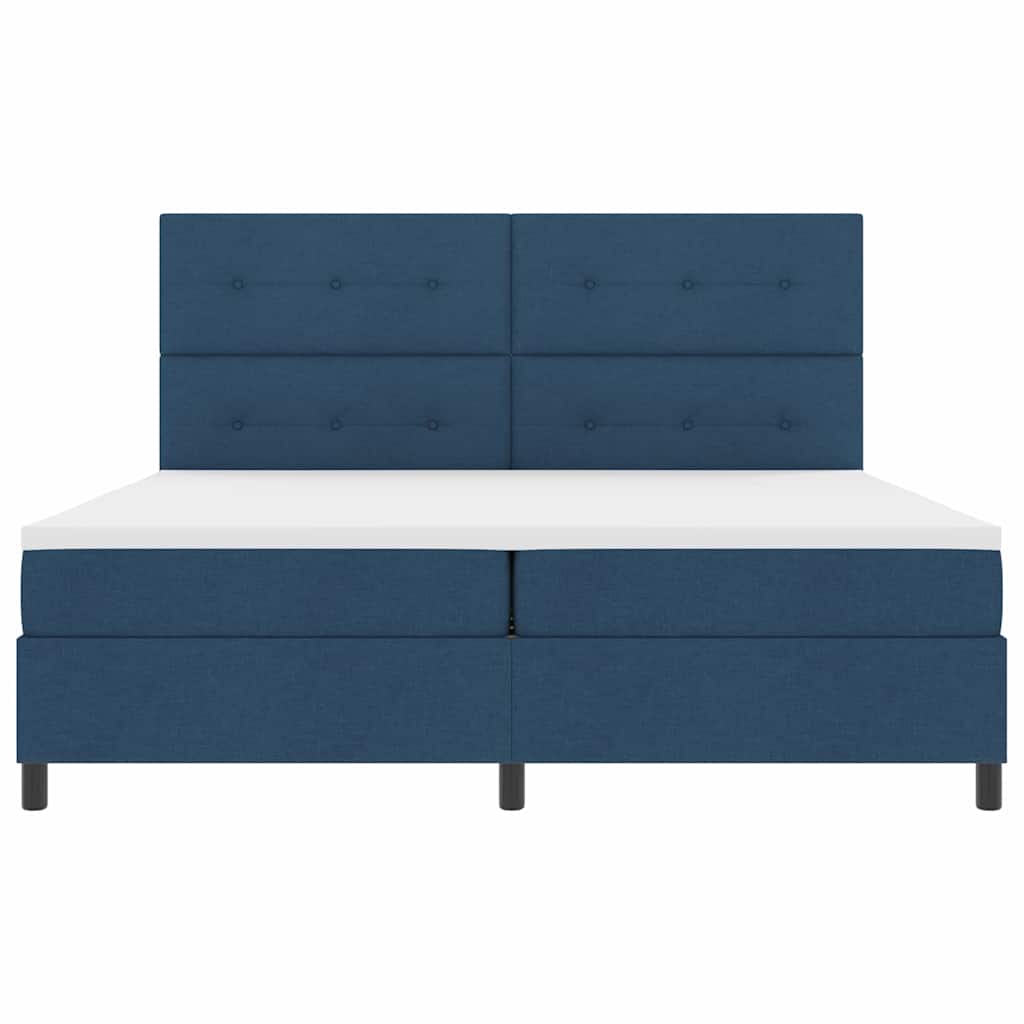 vidaXL Κρεβάτι με ελατήρια με κεφαλάρι Μπλε 200 x 200 cm ύφασμα