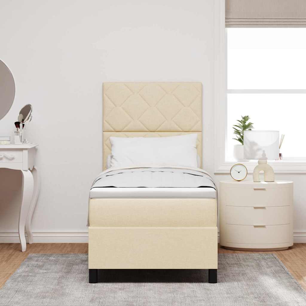 vidaXL Κρεβάτι με ελατήρια με στρώμα Κρεμ 80 x 200 cm ύφασμα