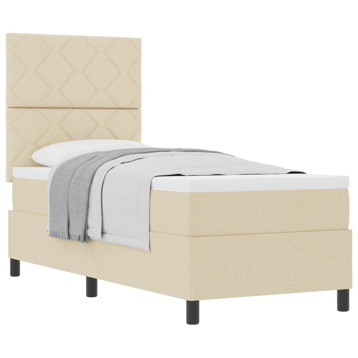 vidaXL Κρεβάτι με ελατήρια με κεφαλάρι Κρεμ 80 x 200 cm ύφασμα