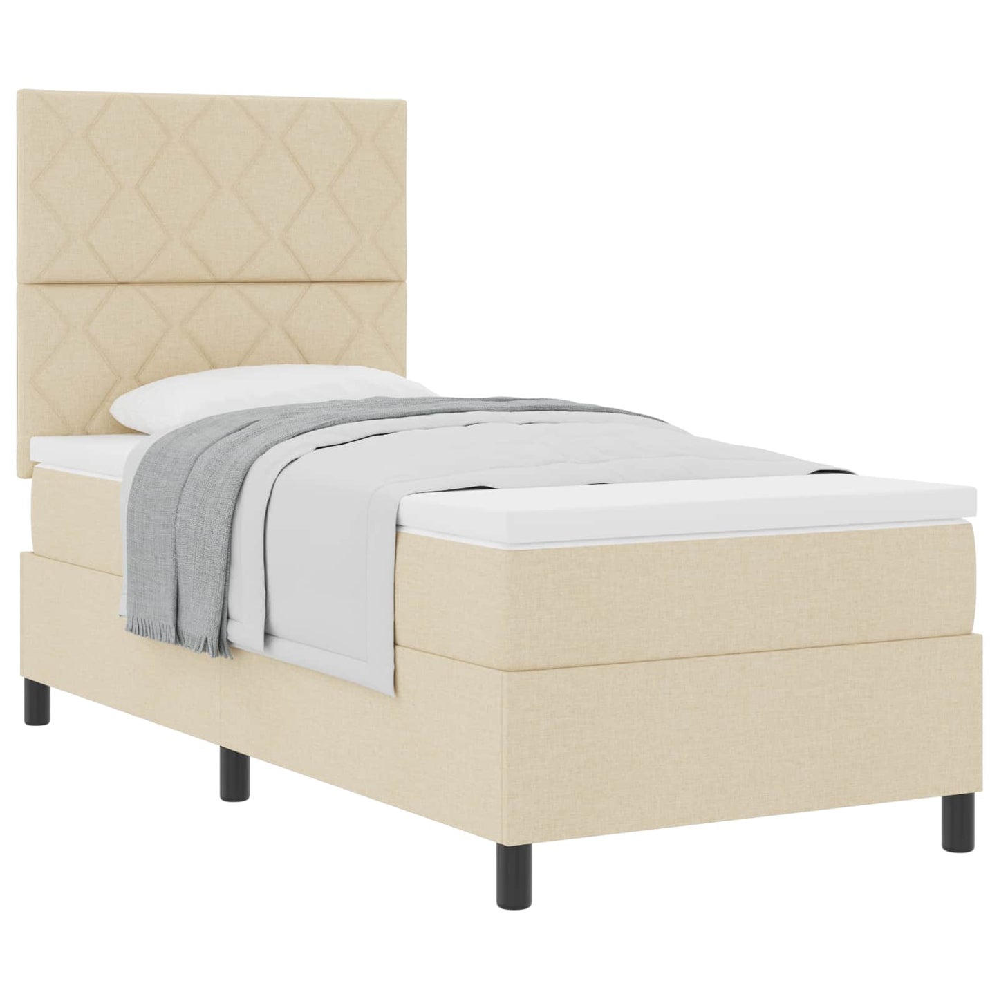 vidaXL Κρεβάτι με ελατήρια με κεφαλάρι Κρεμ 90 x 190 cm ύφασμα