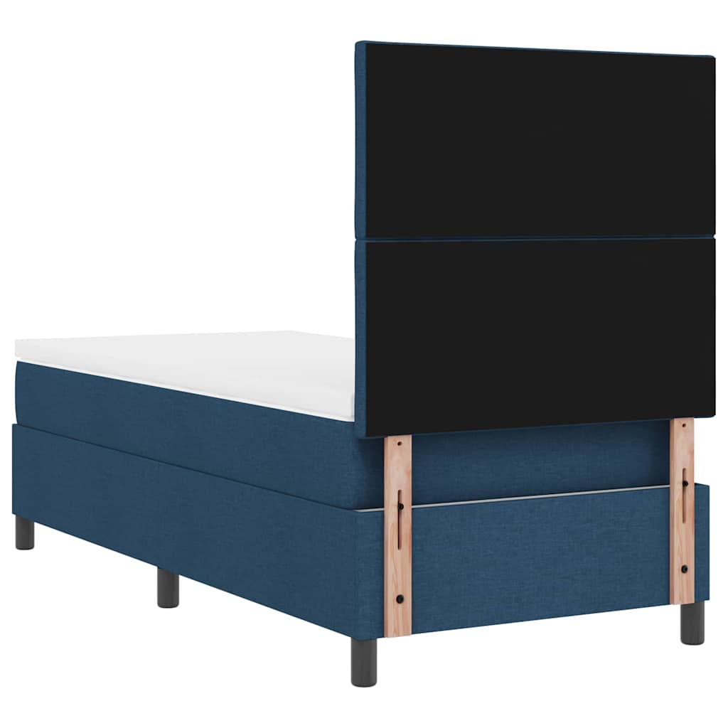 vidaXL Κρεβάτι με ελατήρια με κεφαλάρι Μπλε 90 x 200 cm ύφασμα