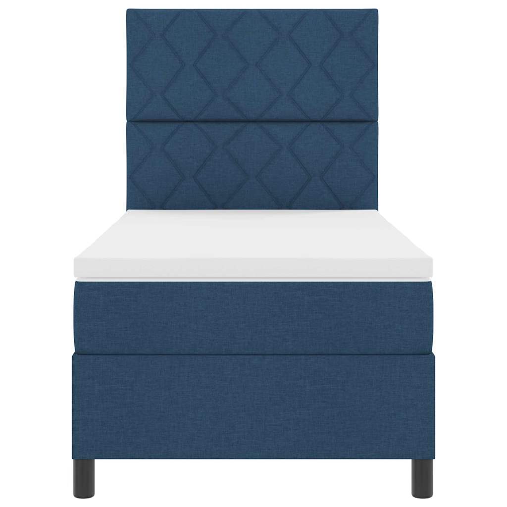 vidaXL Κρεβάτι με ελατήρια με κεφαλάρι Μπλε 90 x 200 cm ύφασμα