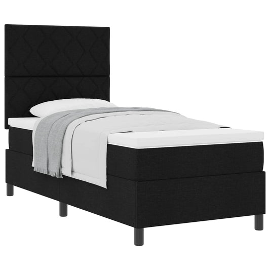 vidaXL Κρεβάτι με ελατήρια με κεφαλάρι Μαύρο 100 x 200 cm ύφασμα