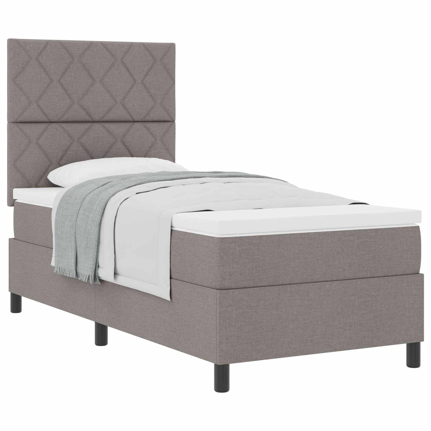 vidaXL Κρεβάτι με ελατήρια με κεφαλάρι Taupe 100 x 200 cm ύφασμα