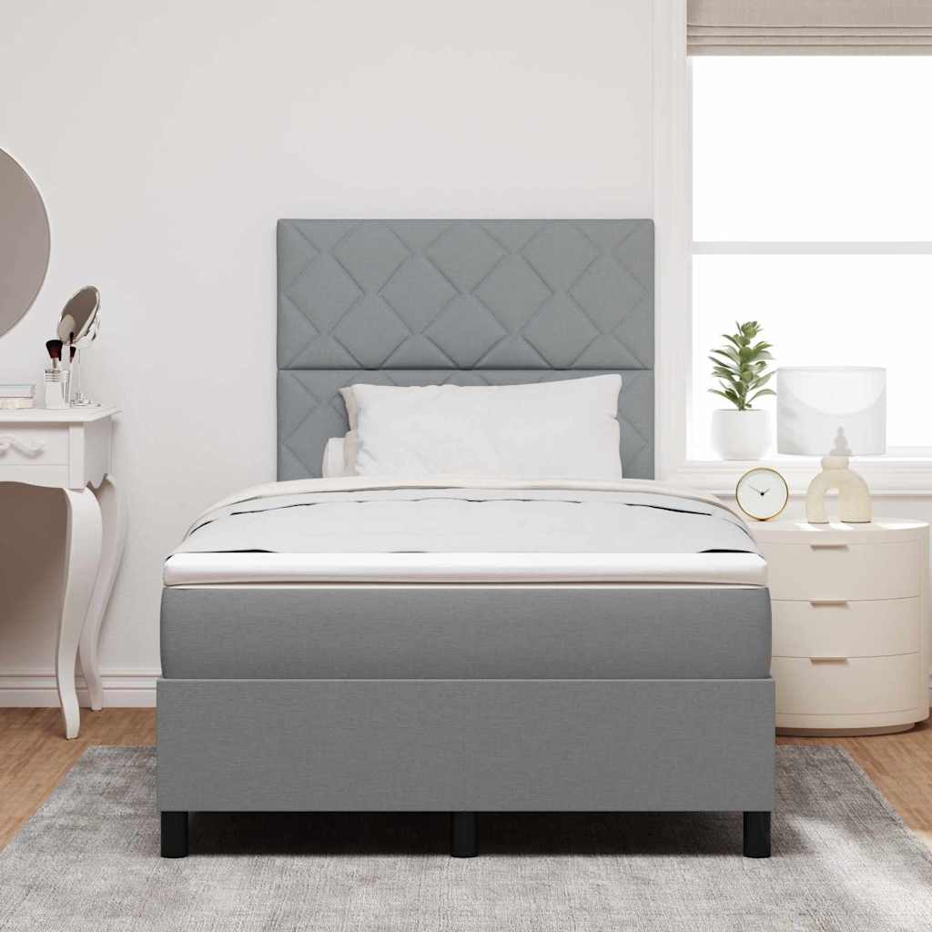 vidaXL Κρεβάτι με ελατήρια Ανοιχτό γκρι 120 x 190 cm ύφασμα