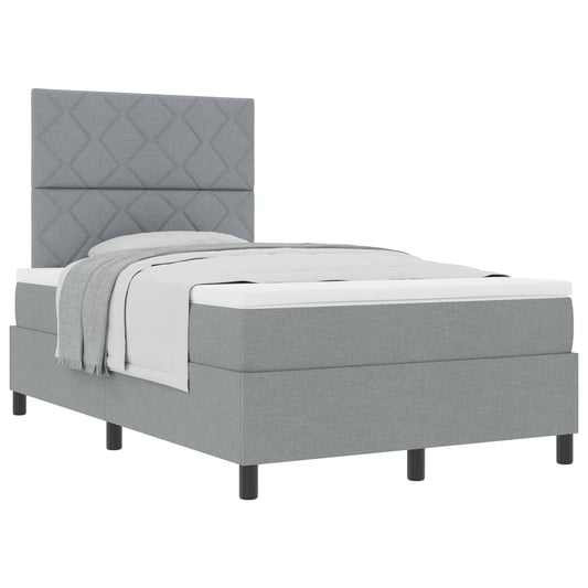 vidaXL Κρεβάτι με ελατήρια Ανοιχτό γκρι 120 x 190 cm ύφασμα
