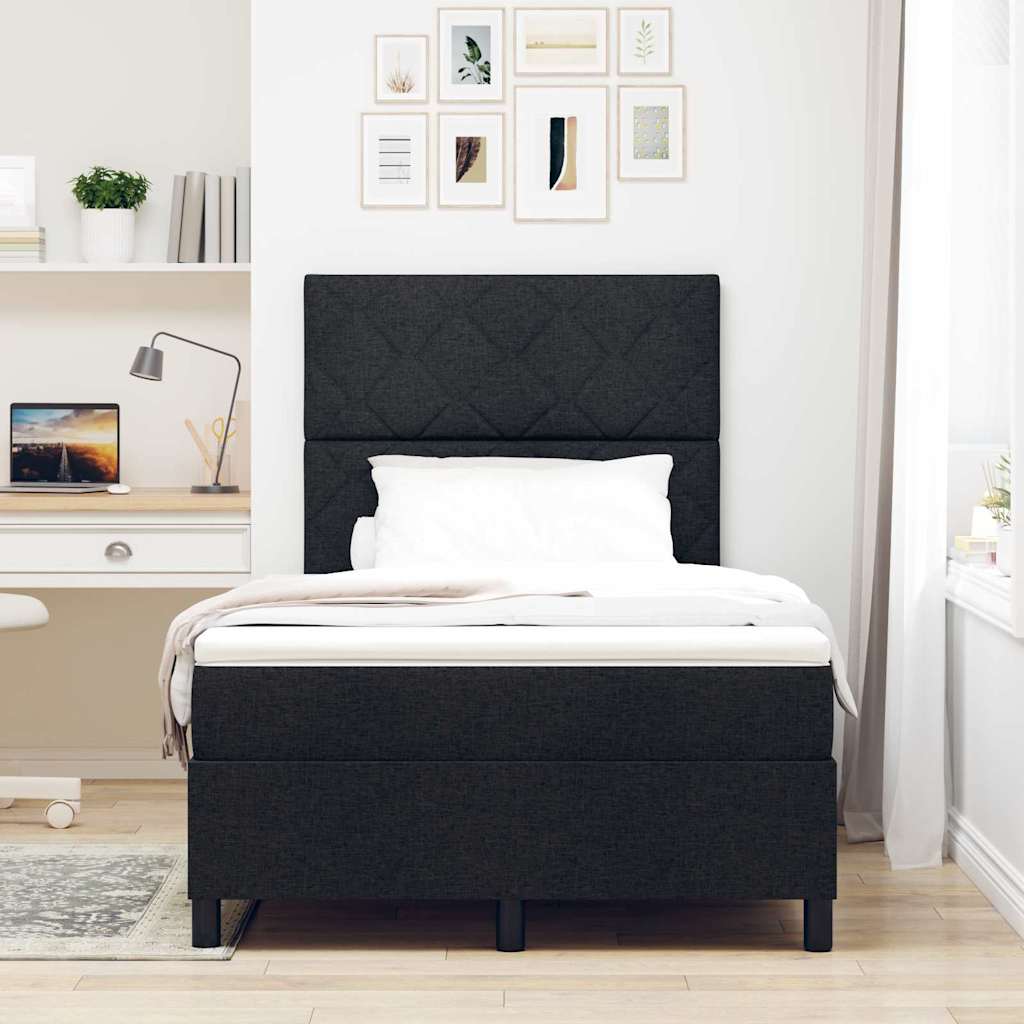 vidaXL Κρεβάτι με ελατήρια με κεφαλάρι Μαύρο 120 x 190 cm ύφασμα