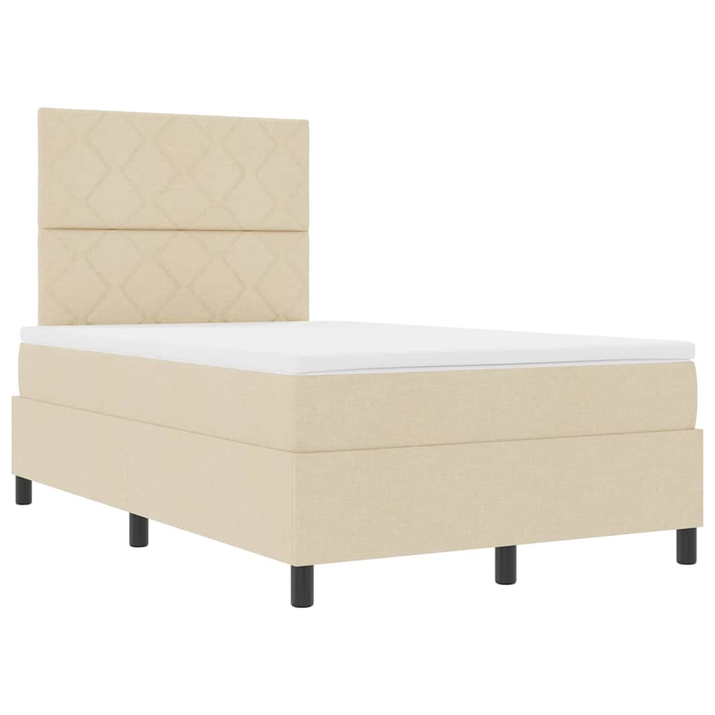 vidaXL Κρεβάτι με ελατήρια με κεφαλάρι Κρεμ 120 x 190 cm ύφασμα
