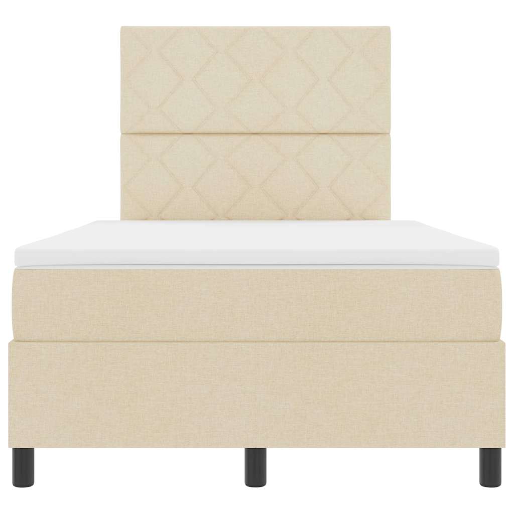 vidaXL Κρεβάτι με ελατήρια με κεφαλάρι Κρεμ 120 x 190 cm ύφασμα