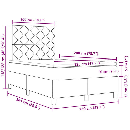 vidaXL Κρεβάτι με ελατήρια με στρώμα Μαύρο 120 x 200 cm ύφασμα