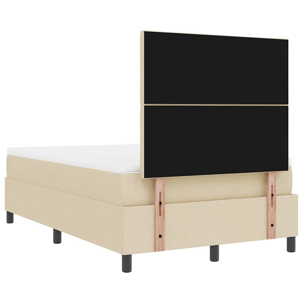 vidaXL Κρεβάτι με ελατήρια με κεφαλάρι Κρεμ 120 x 200 cm ύφασμα