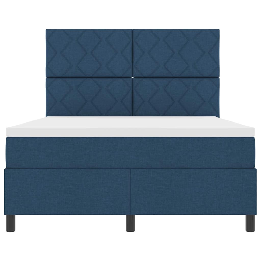 vidaXL Κρεβάτι με ελατήρια με κεφαλάρι Μπλε 140 x 200 cm ύφασμα