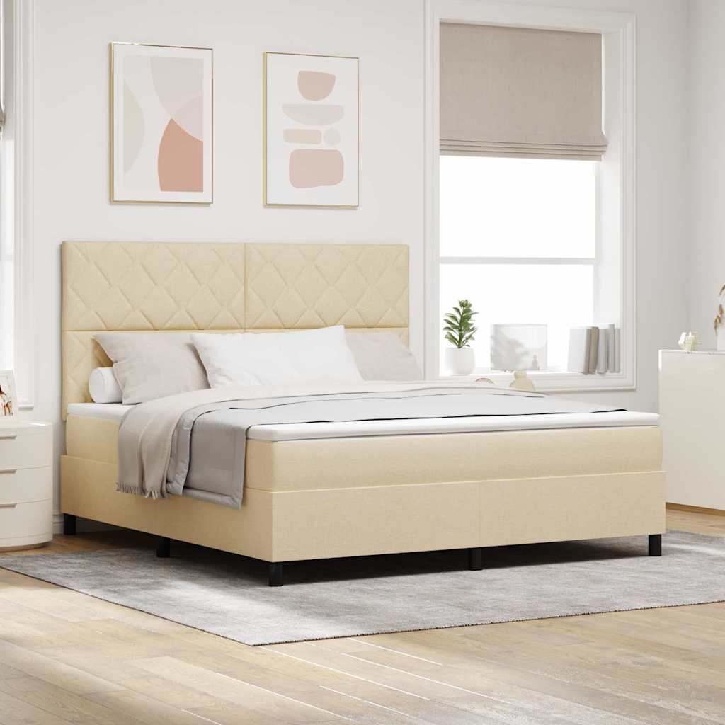 vidaXL Κρεβάτι με ελατήρια με κεφαλάρι Κρεμ 180 x 200 cm ύφασμα