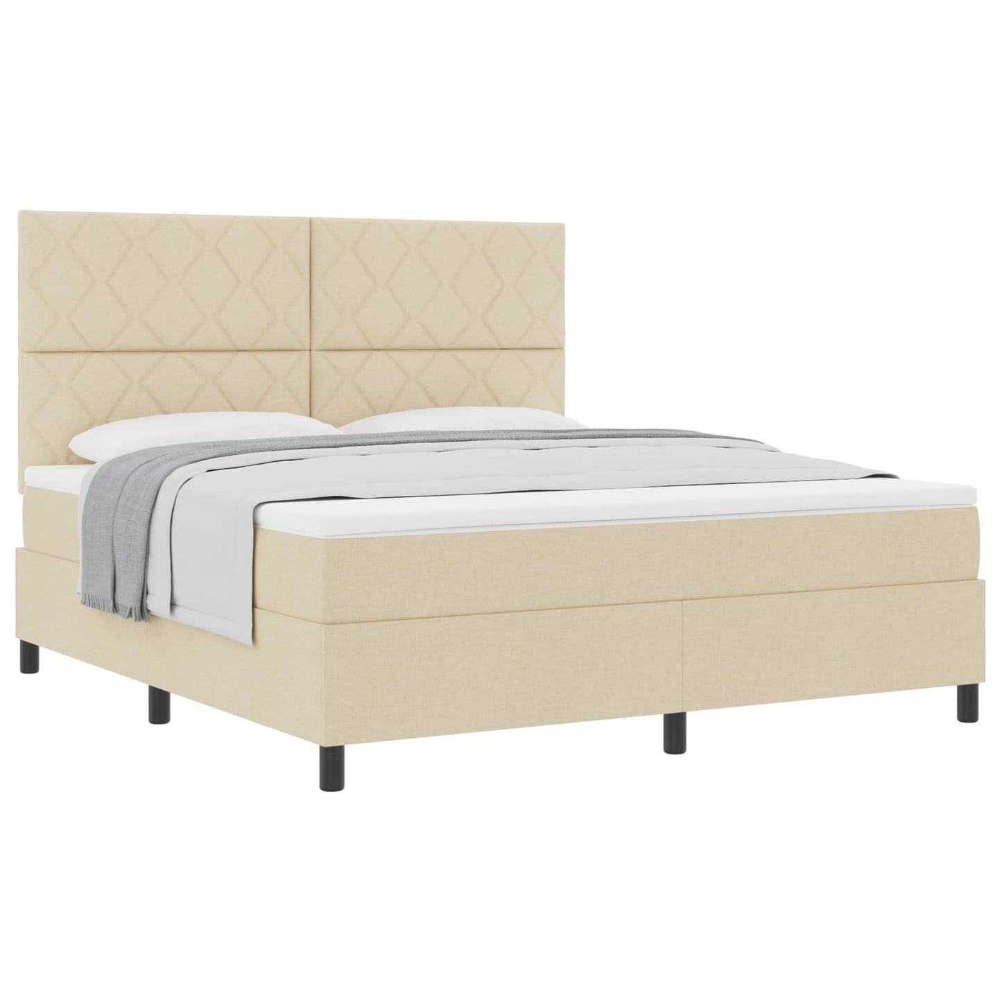 vidaXL Κρεβάτι με ελατήρια με κεφαλάρι Κρεμ 180 x 200 cm ύφασμα
