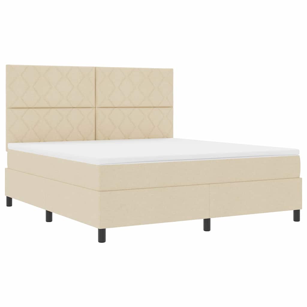 vidaXL Κρεβάτι με ελατήρια με κεφαλάρι Κρεμ 180 x 200 cm ύφασμα