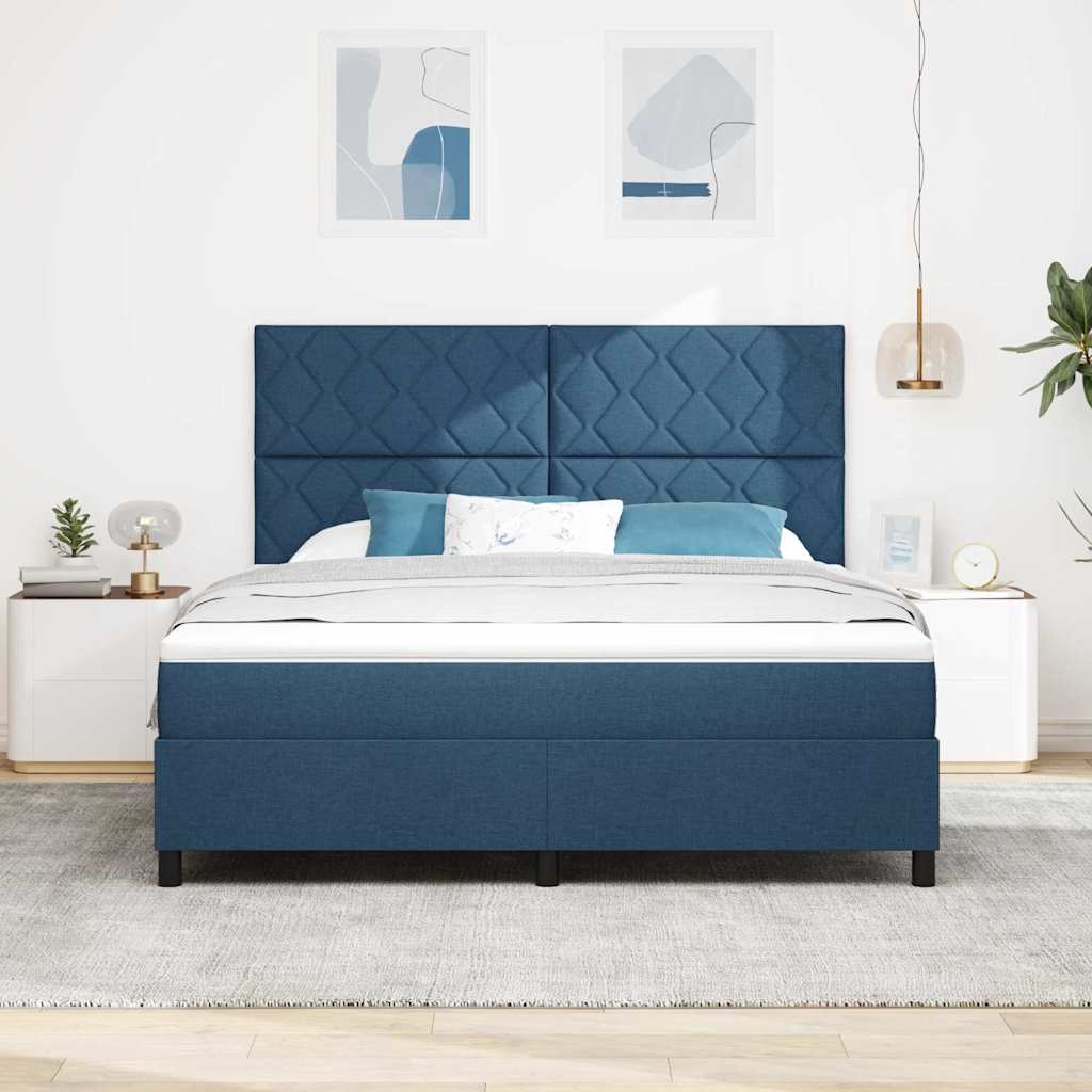 vidaXL Κρεβάτι με ελατήρια με κεφαλάρι Μπλε 180 x 200 cm ύφασμα