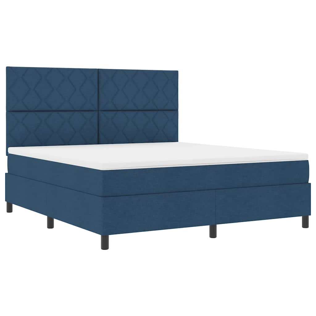 vidaXL Κρεβάτι με ελατήρια με κεφαλάρι Μπλε 180 x 200 cm ύφασμα