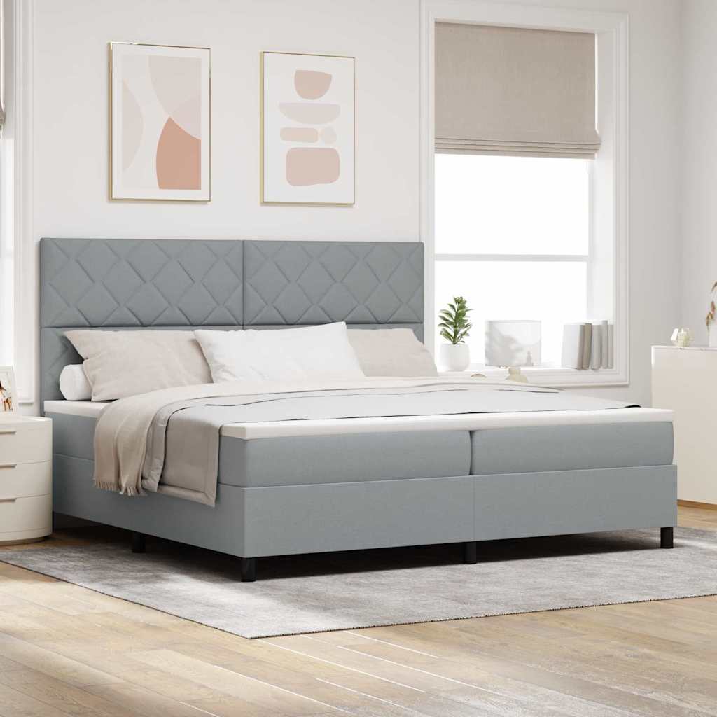 vidaXL Κρεβάτι με ελατήρια Ανοιχτό γκρι 200 x 200 cm ύφασμα