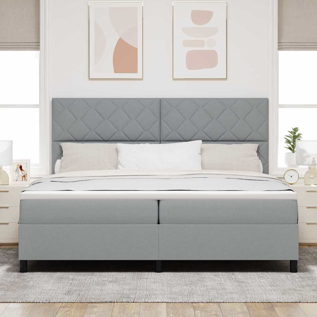 vidaXL Κρεβάτι με ελατήρια Ανοιχτό γκρι 200 x 200 cm ύφασμα