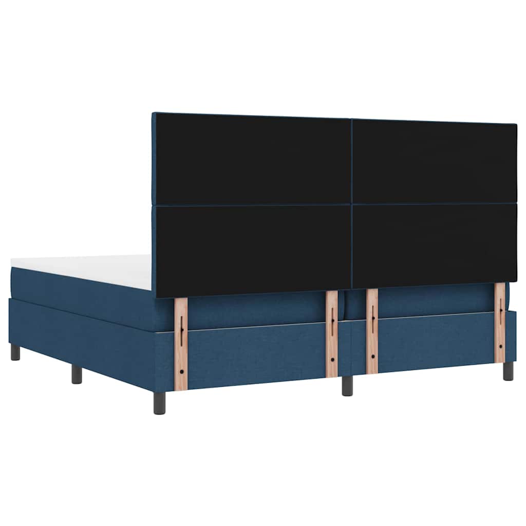 vidaXL Κρεβάτι με ελατήρια με κεφαλάρι Μπλε 200 x 200 cm ύφασμα