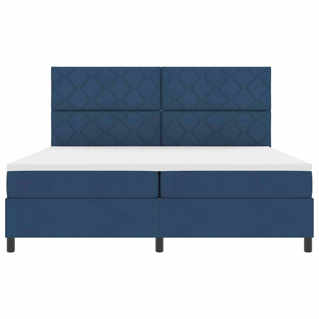 vidaXL Κρεβάτι με ελατήρια με κεφαλάρι Μπλε 200 x 200 cm ύφασμα