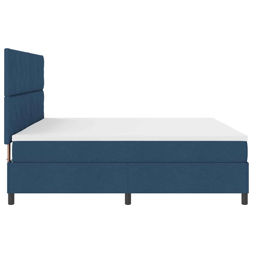 vidaXL Κρεβάτι με ελατήρια με κεφαλάρι Μπλε 200 x 200 cm ύφασμα