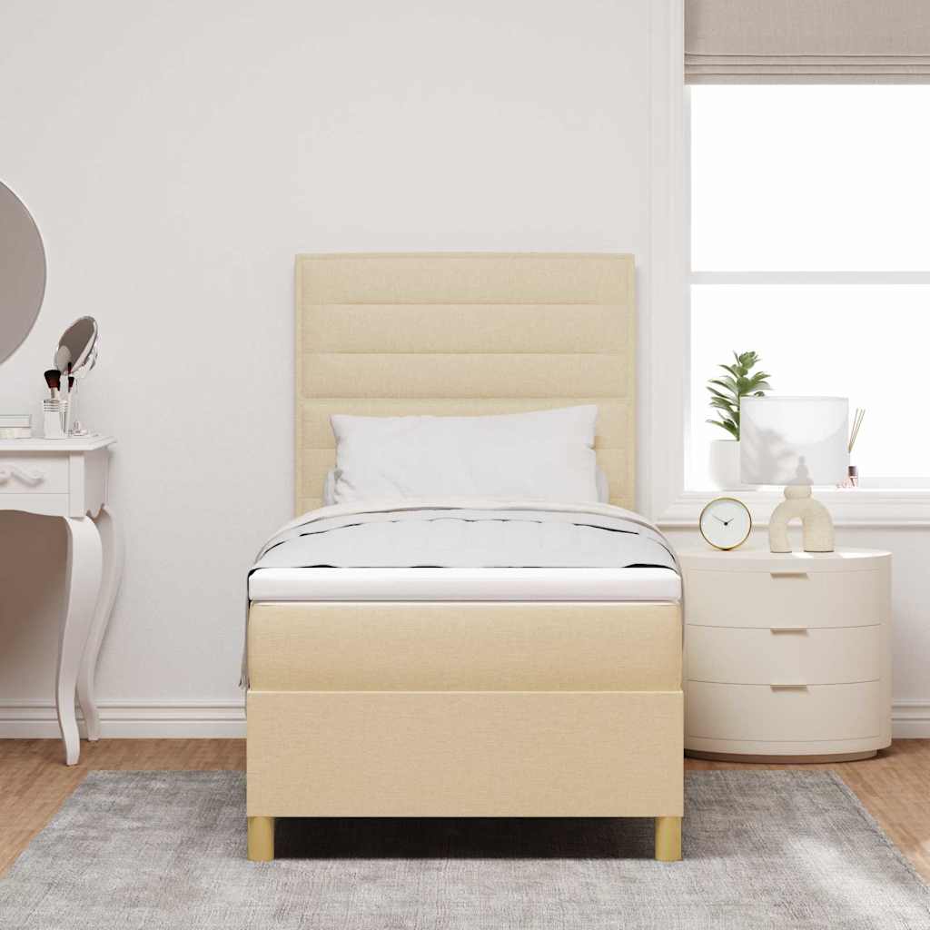 vidaXL Κρεβάτι με ελατήρια με στρώμα Κρεμ 80 x 200 cm ύφασμα
