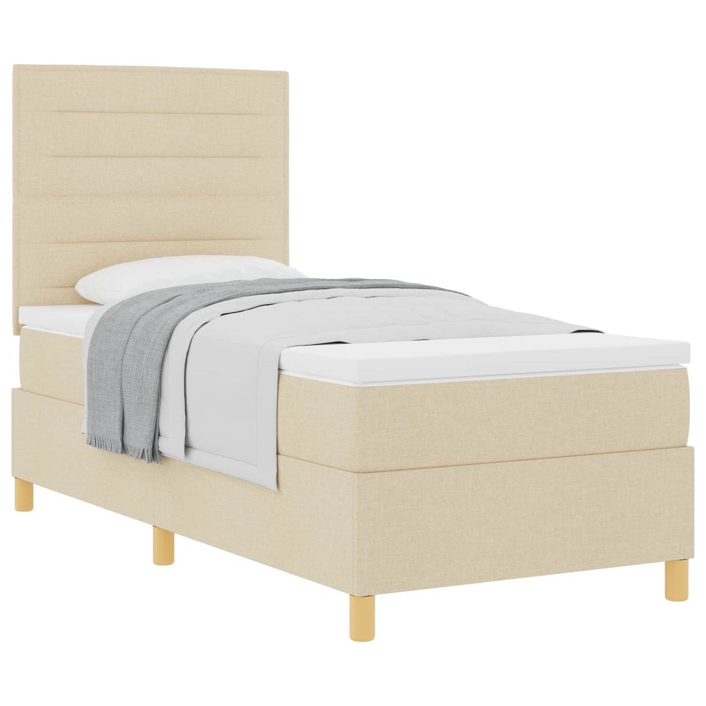 vidaXL Κρεβάτι με ελατήρια με στρώμα Κρεμ 80 x 200 cm ύφασμα