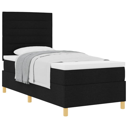 vidaXL Κρεβάτι με ελατήρια με στρώμα Μαύρο 90 x 190 cm ύφασμα