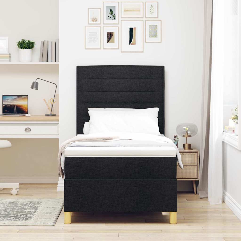 vidaXL Κρεβάτι με ελατήρια με στρώμα Μαύρο 90 x 200 cm ύφασμα