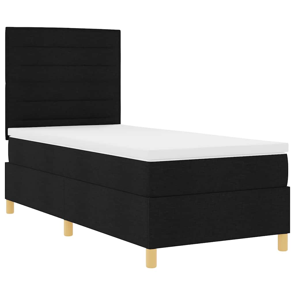 vidaXL Κρεβάτι με ελατήρια με στρώμα Μαύρο 90 x 200 cm ύφασμα