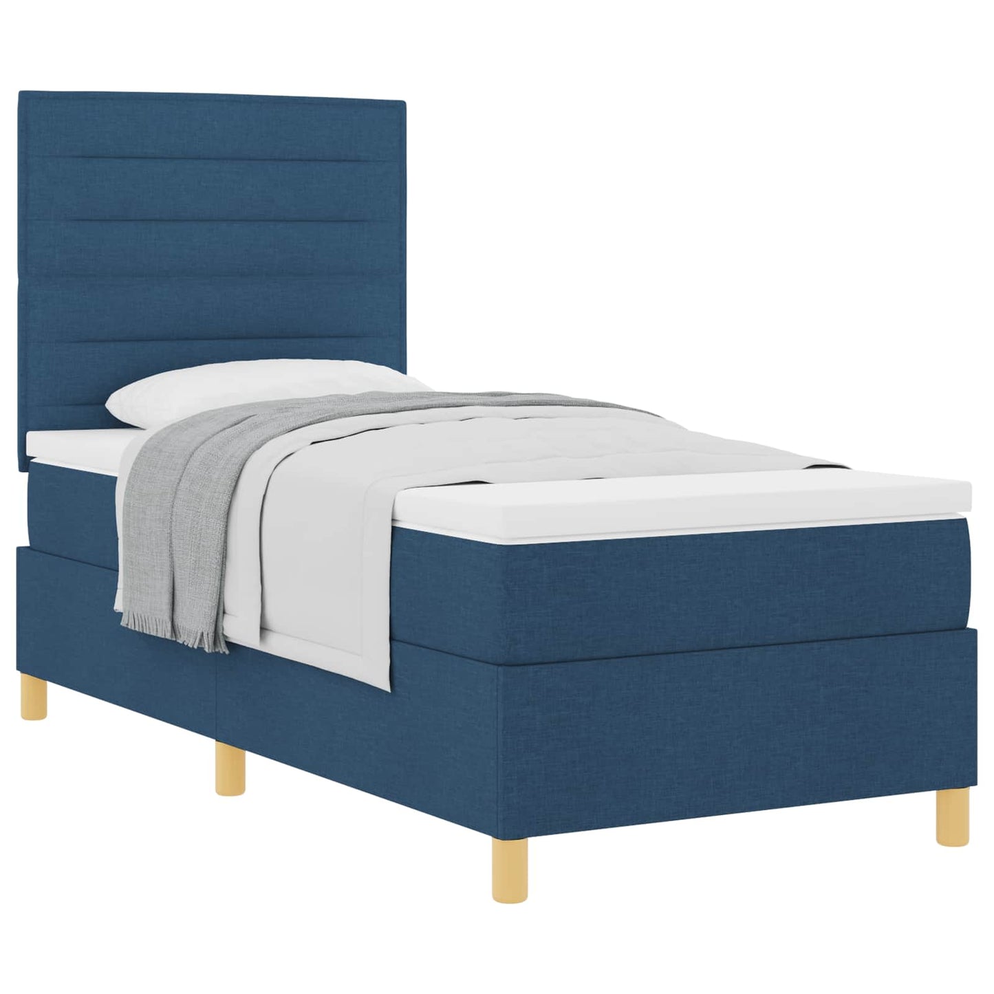 vidaXL Κρεβάτι με ελατήρια με στρώμα Μπλε 90 x 200 cm ύφασμα