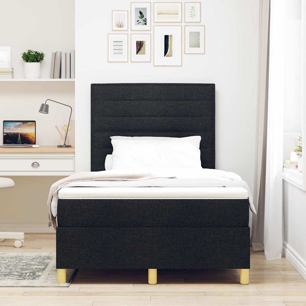 vidaXL Κρεβάτι με ελατήρια με στρώμα Μαύρο 120 x 190 cm ύφασμα