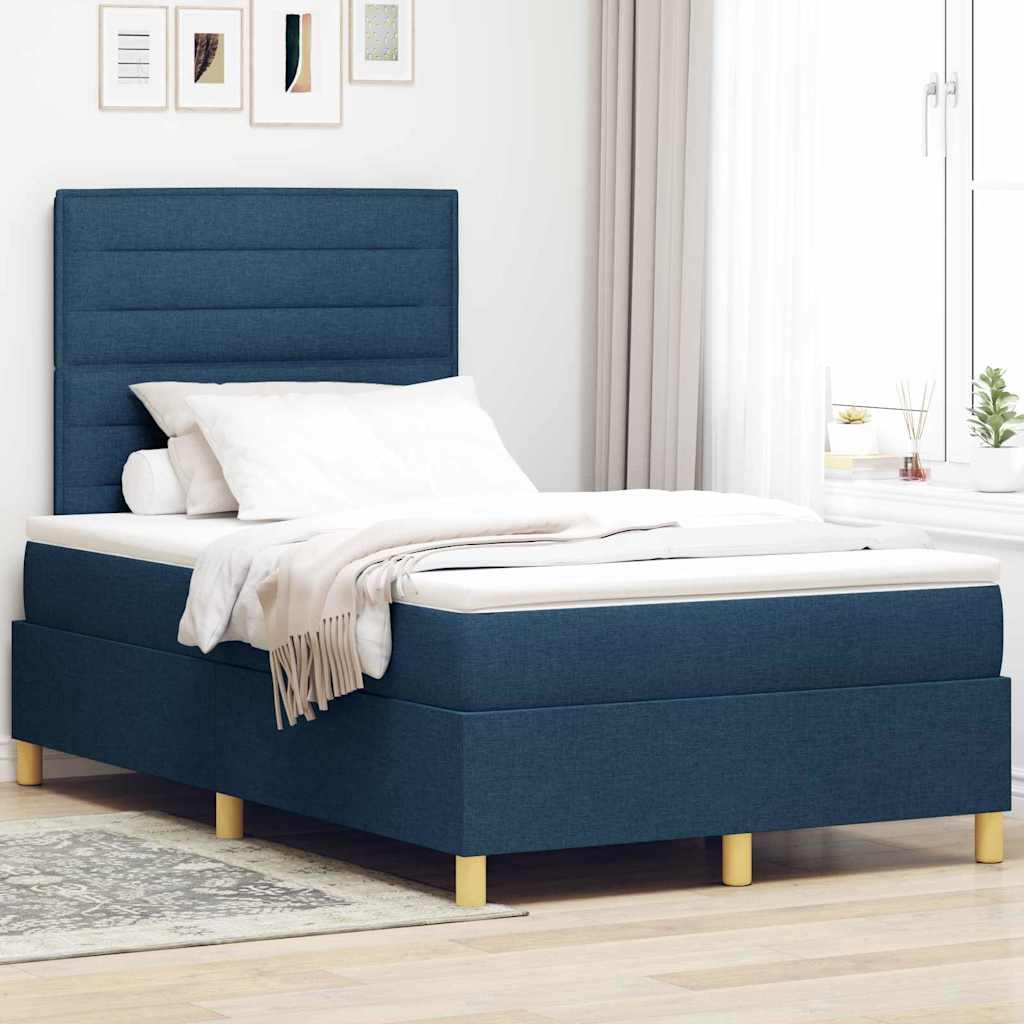 vidaXL Κρεβάτι με ελατήρια με στρώμα Μπλε 120 x 190 cm ύφασμα