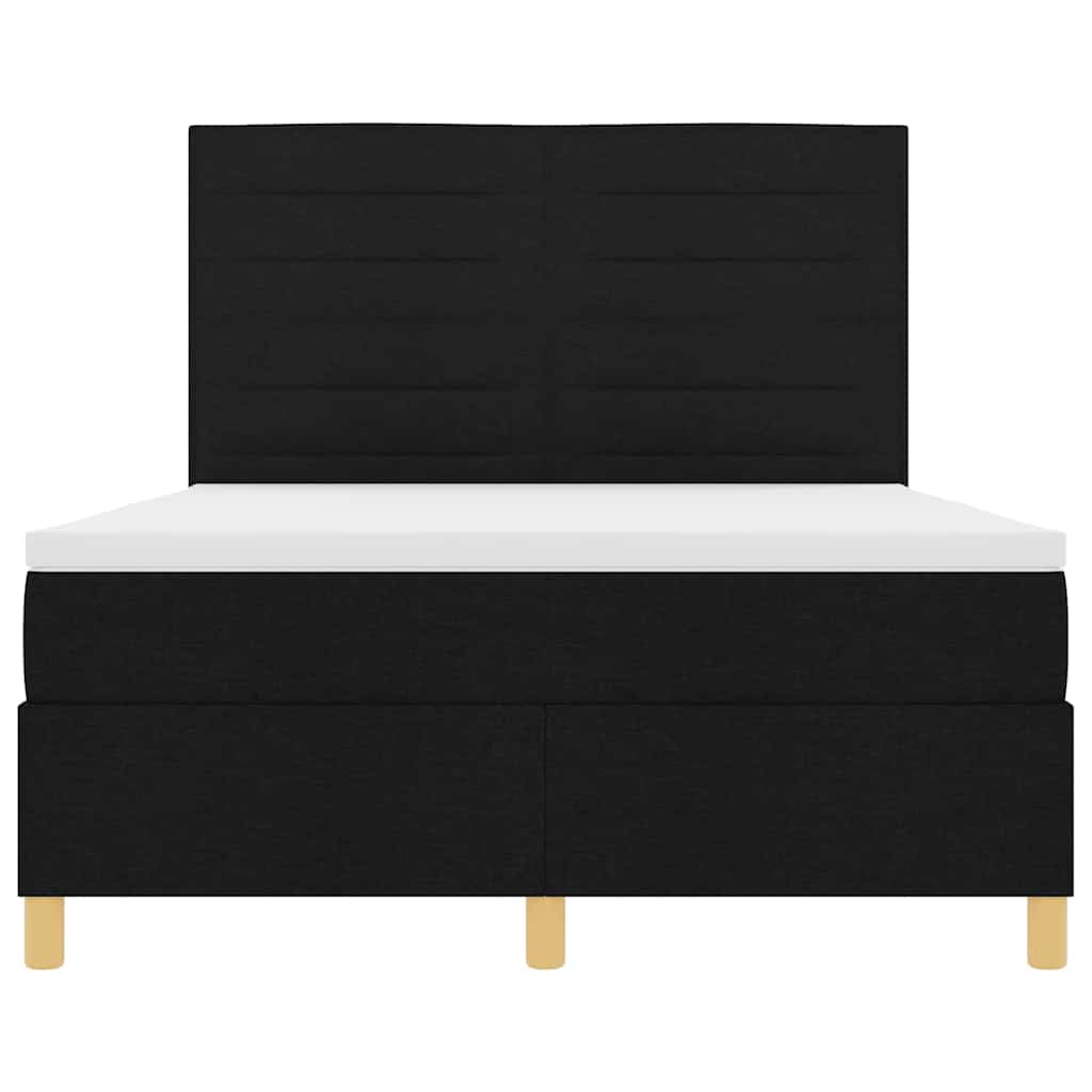 vidaXL Κρεβάτι με ελατήρια με στρώμα Μαύρο 140 x 190 cm ύφασμα