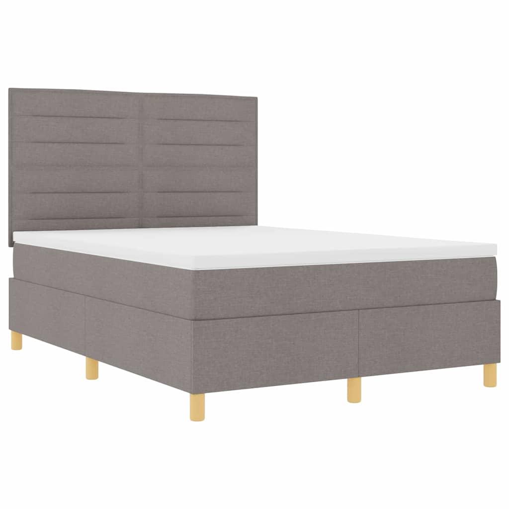 vidaXL Κρεβάτι με ελατήρια με στρώμα Taupe 140 x 190 cm ύφασμα